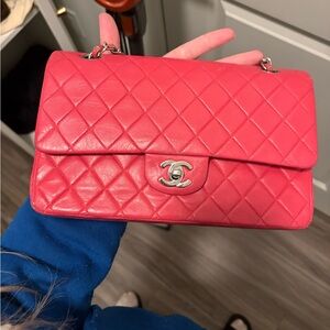 CHANEL Dark Pink/Red Quilted Classic Double Flap